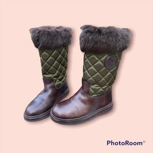 Tory Burch Leather Rabbit Fur Boots US size 5.5